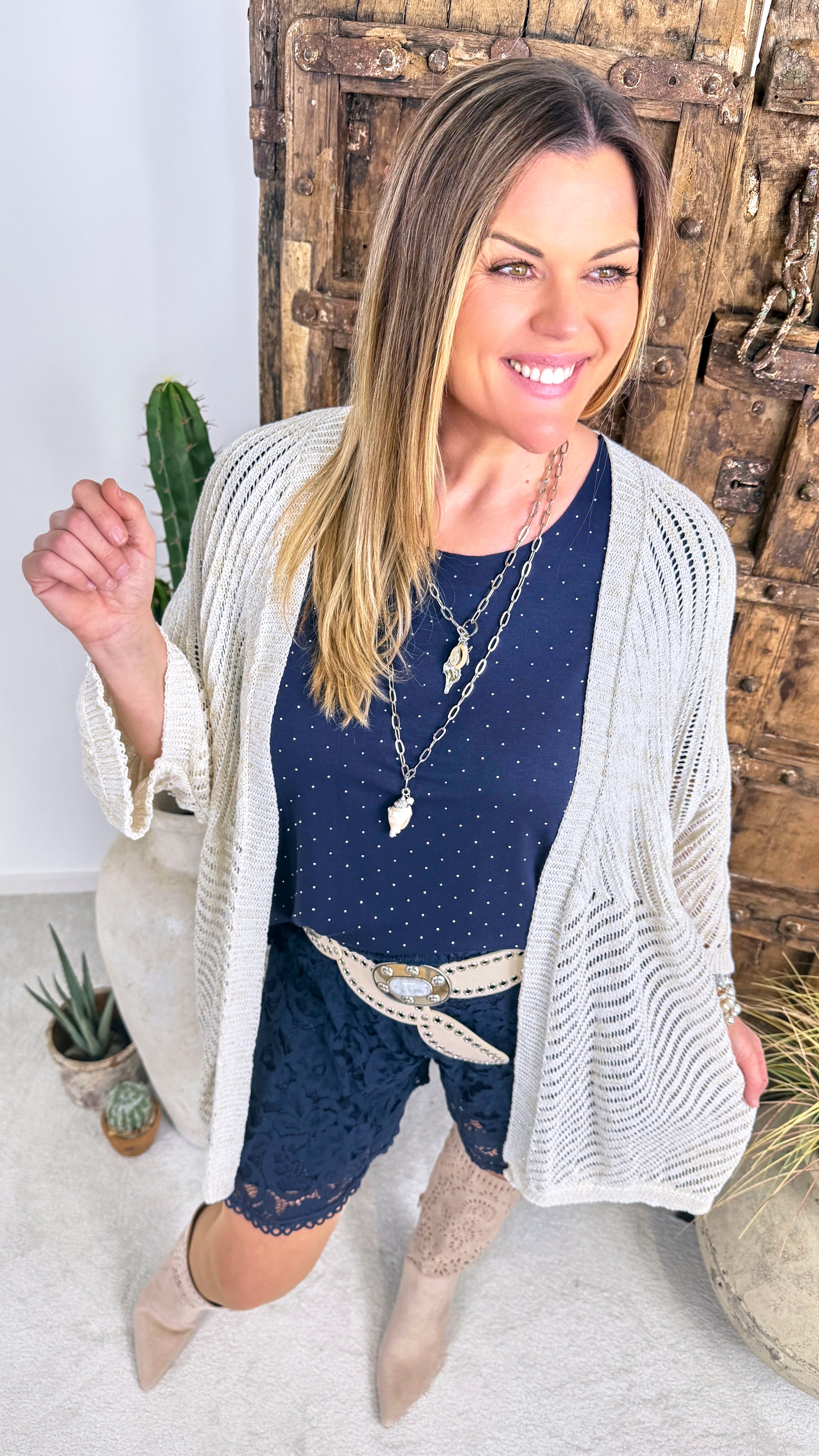 Netz Strickjacke Golden Hour *Creme*