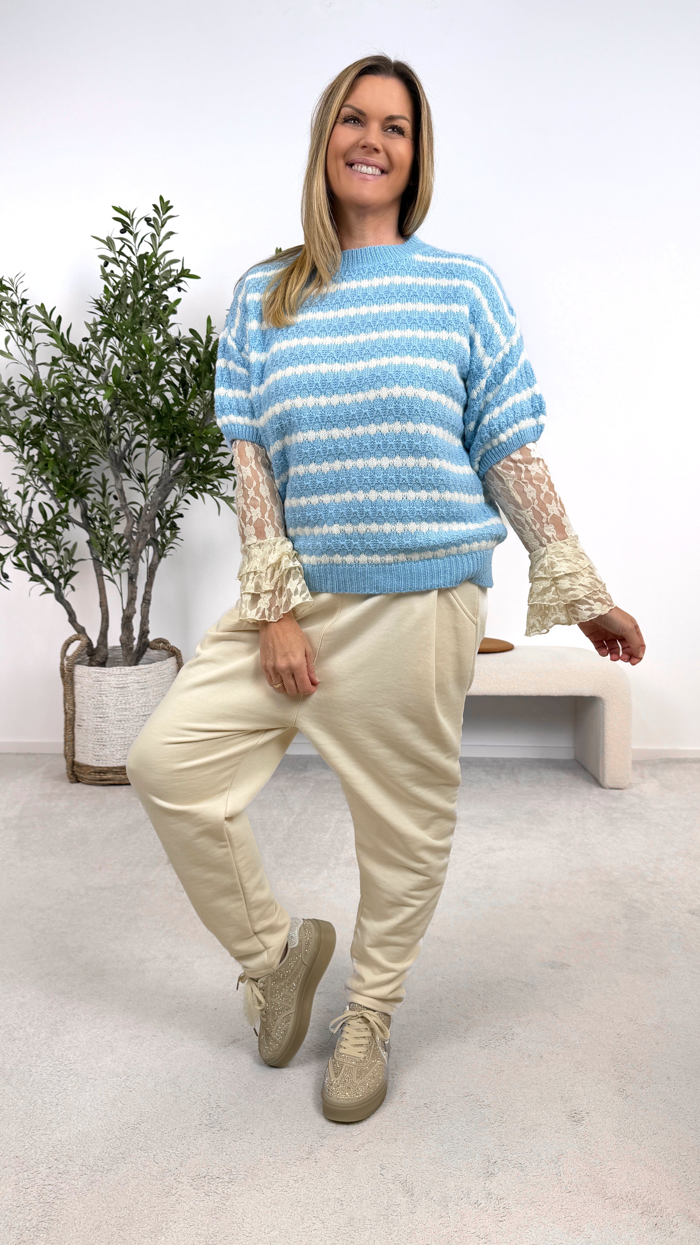 Strickshirt Sunset Pop *Hellblau*