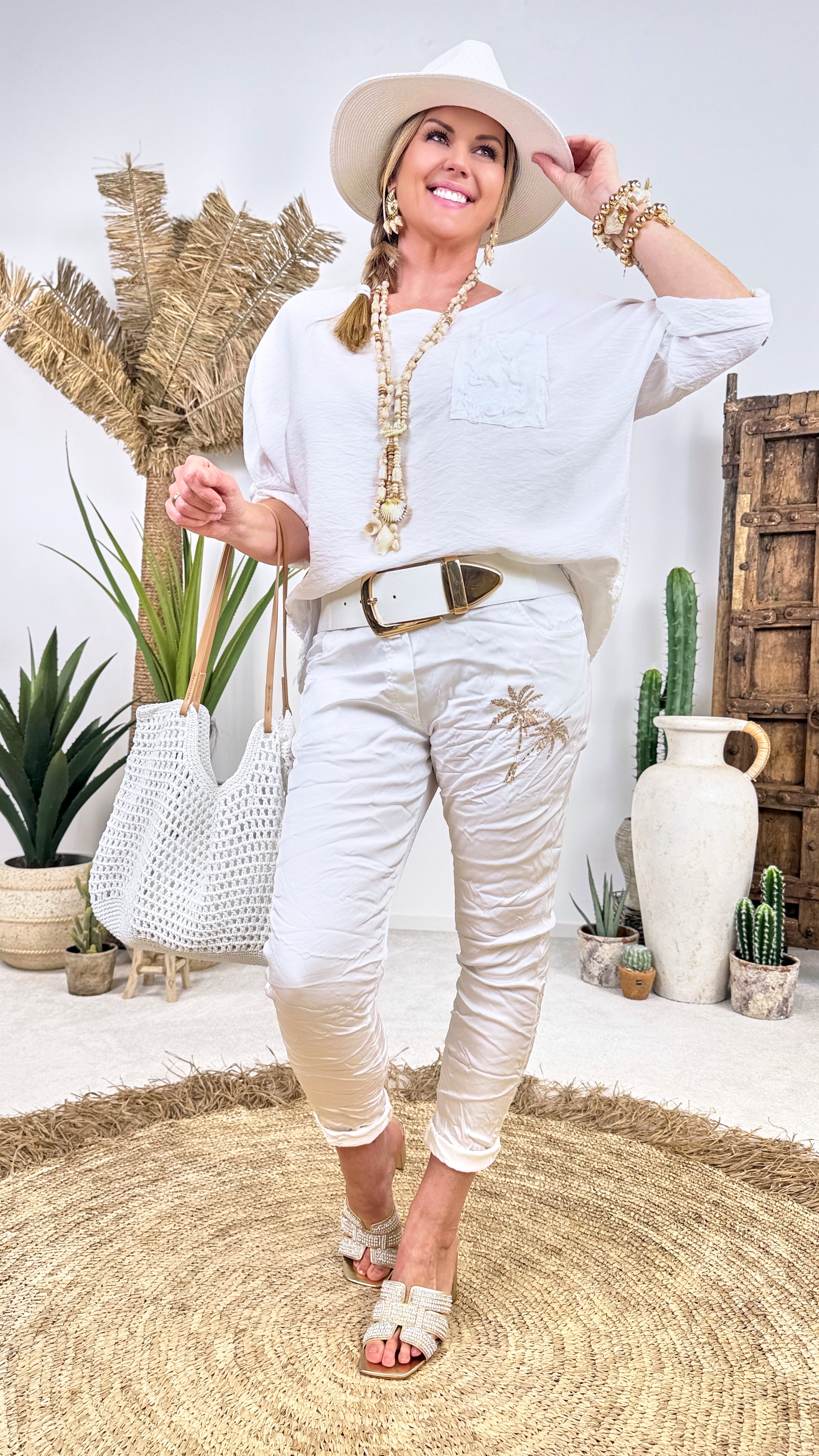 Jogpants Palm Chic *Weiß*