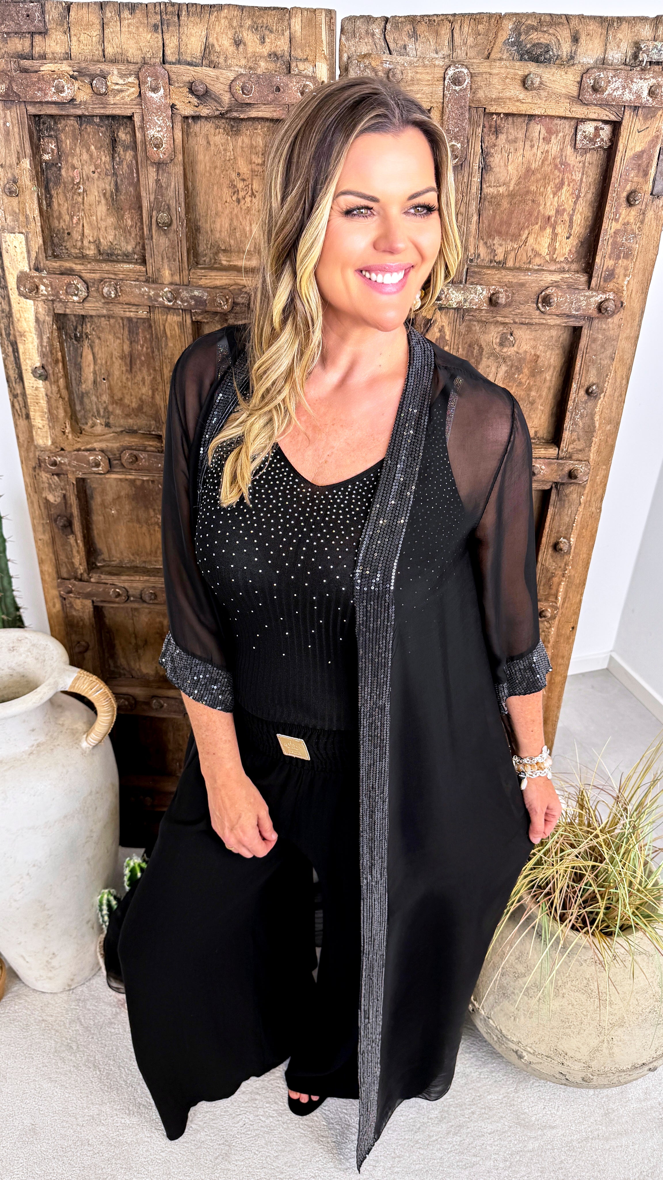 Seiden Kaftan Nude Glow *Schwarz*