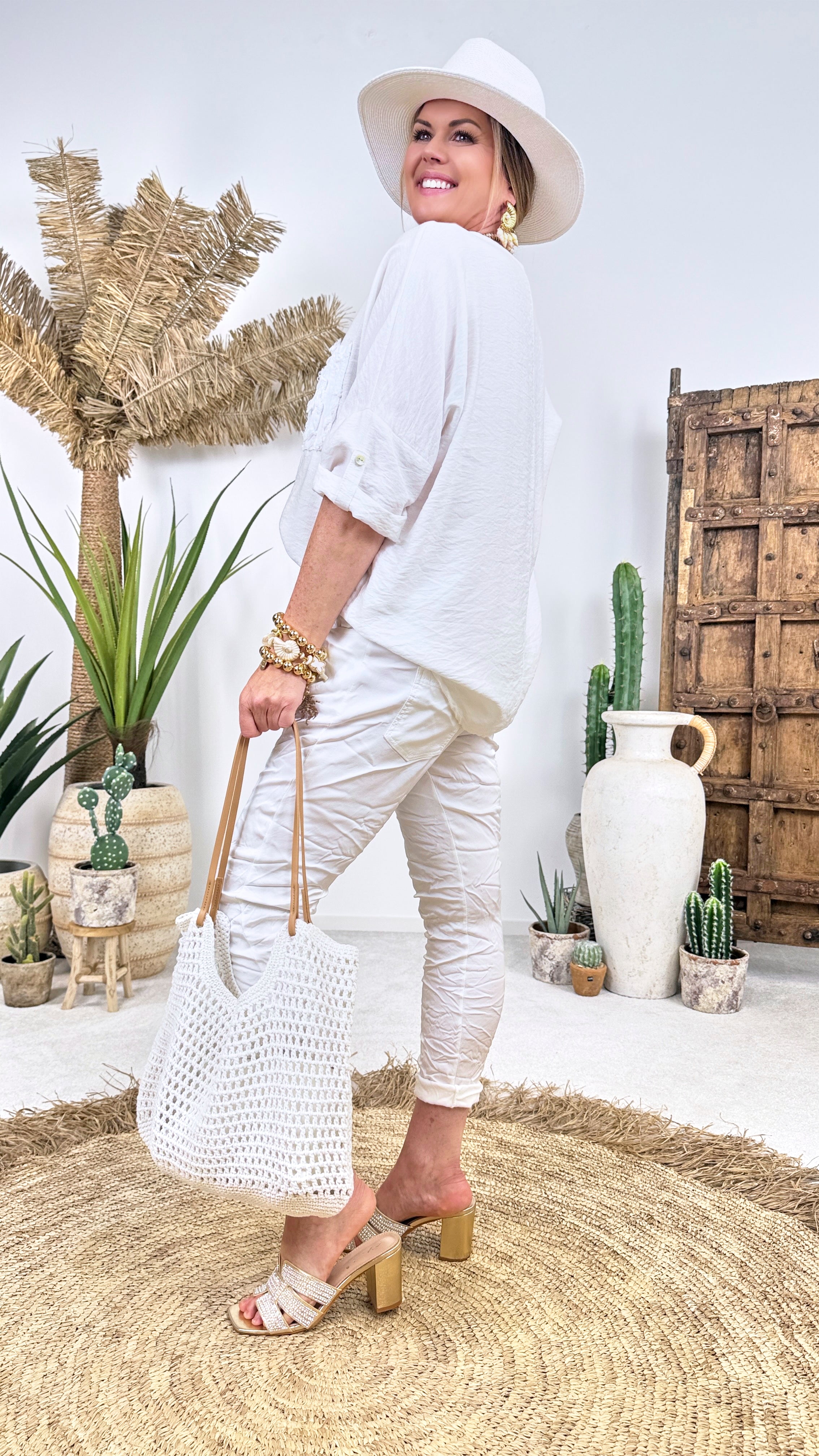 Jogpants Palm Chic *Weiß*