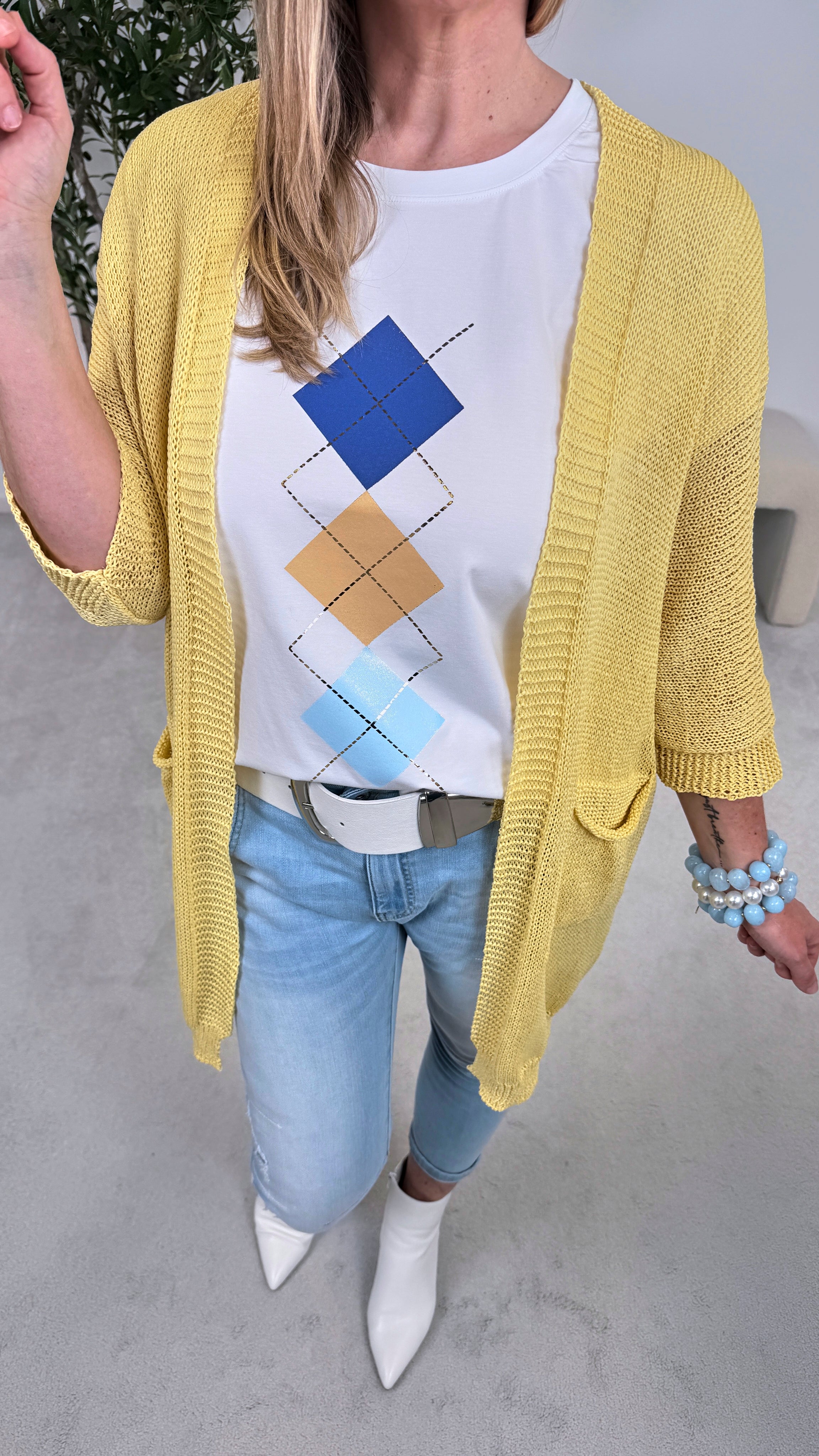 Netz-Strickjacke Turin *Gelb*