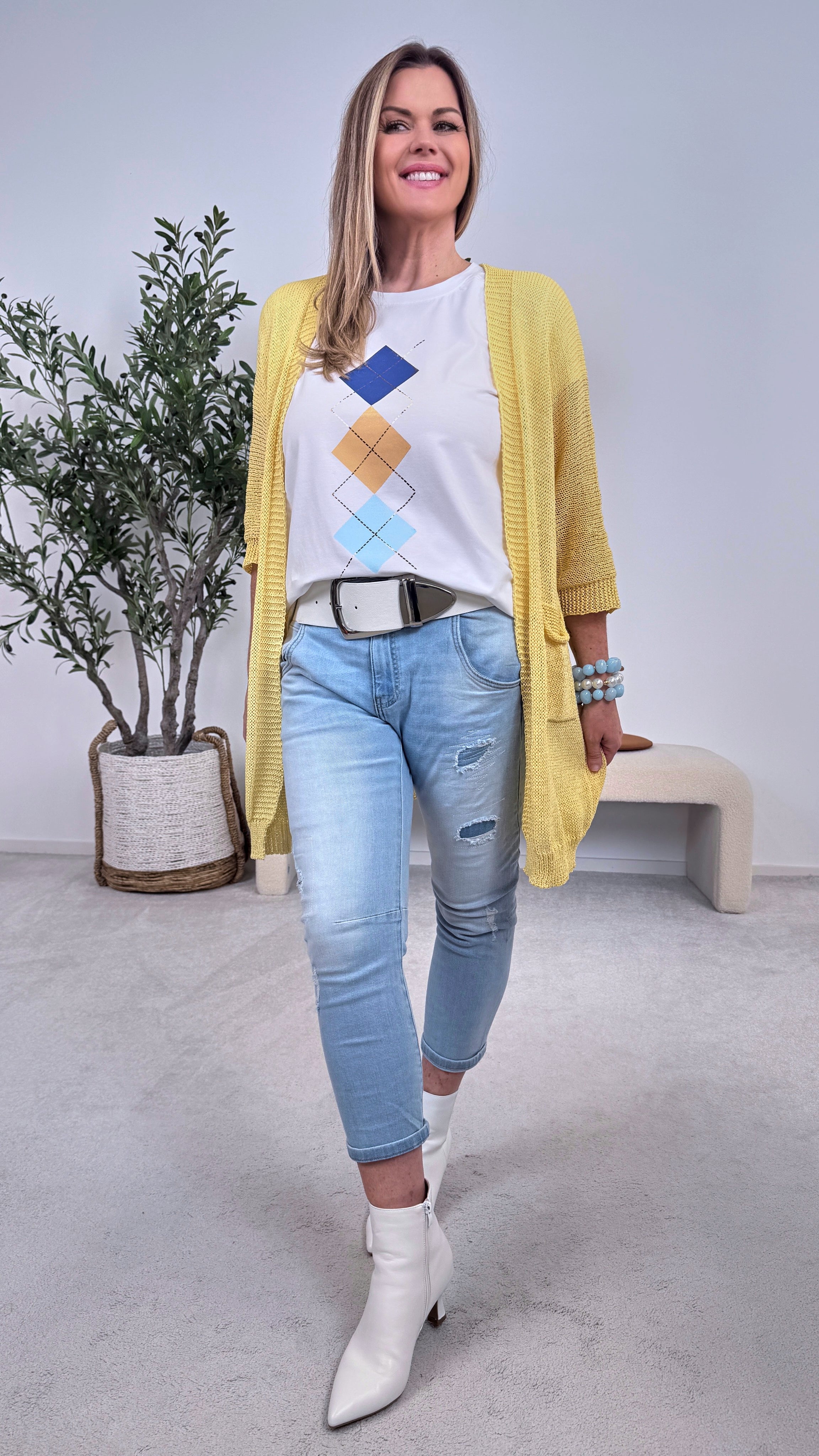 Netz-Strickjacke Turin *Gelb*