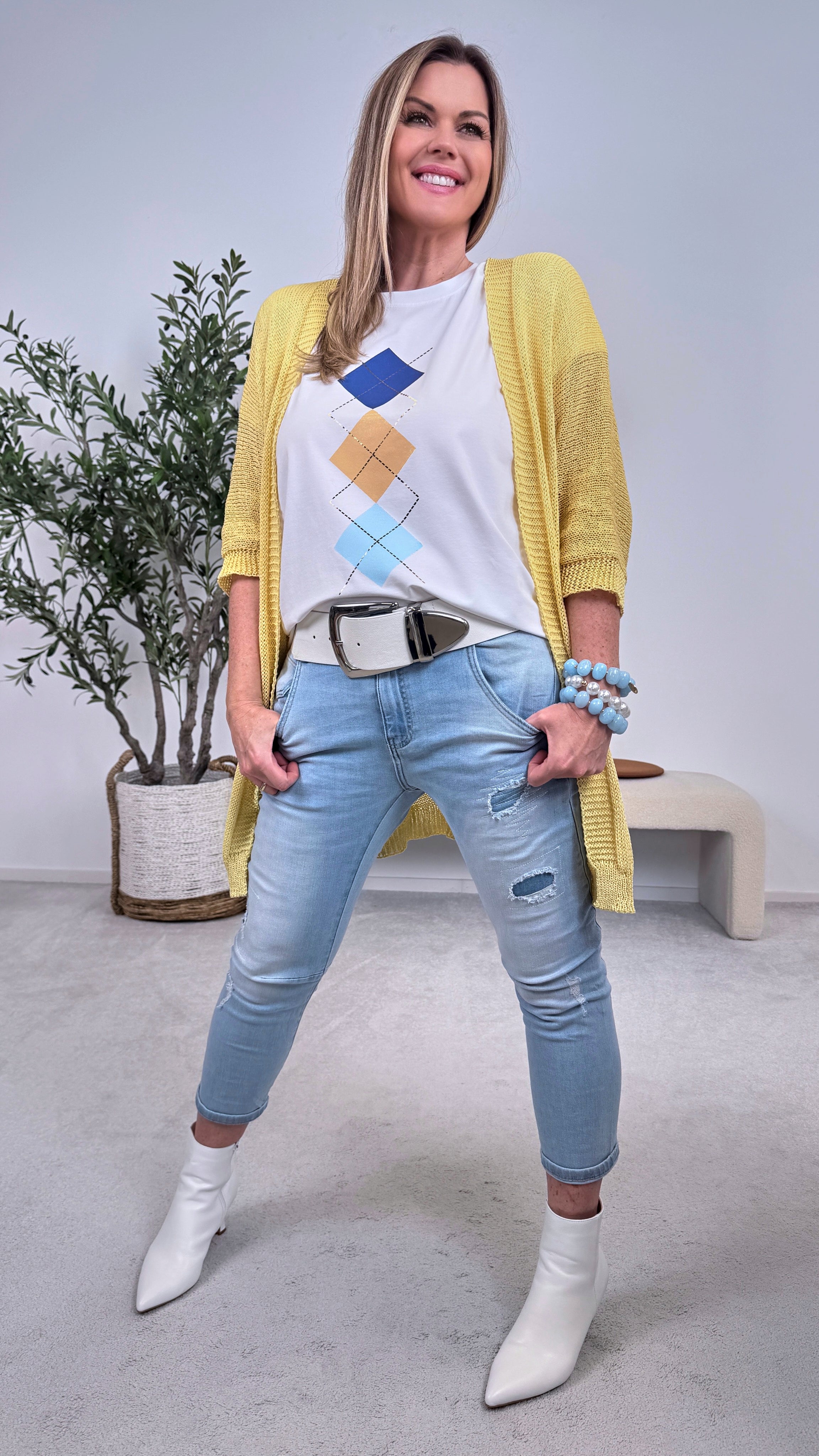 Netz-Strickjacke Turin *Gelb*