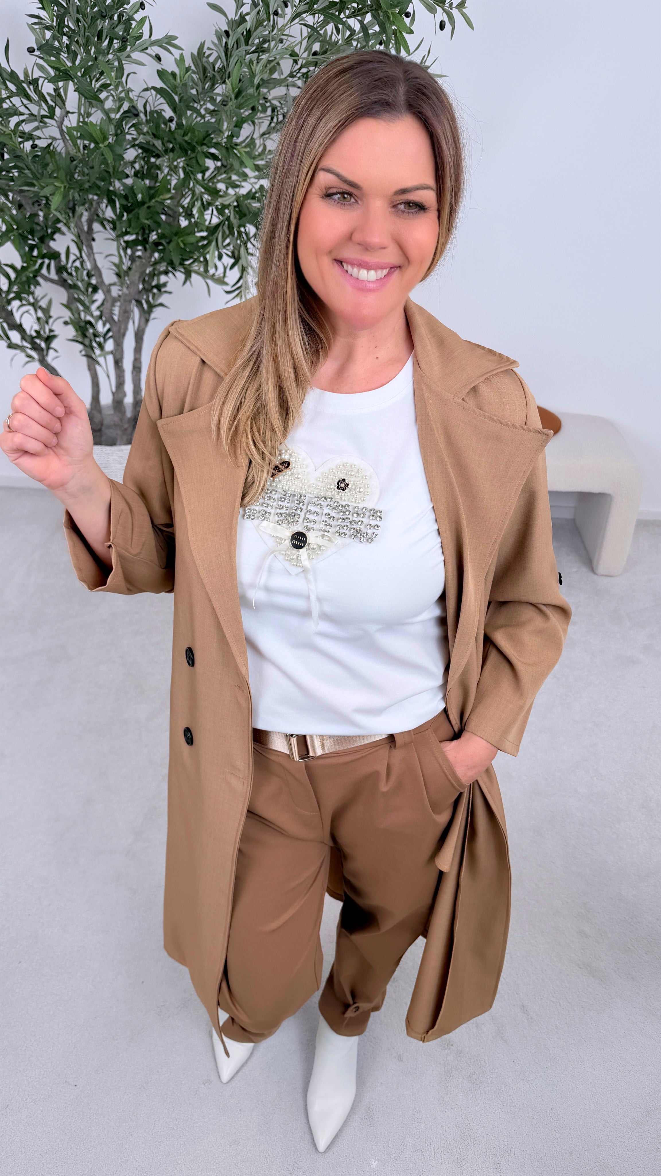 Dünner Trenchcoat Femme Authority *Camel*