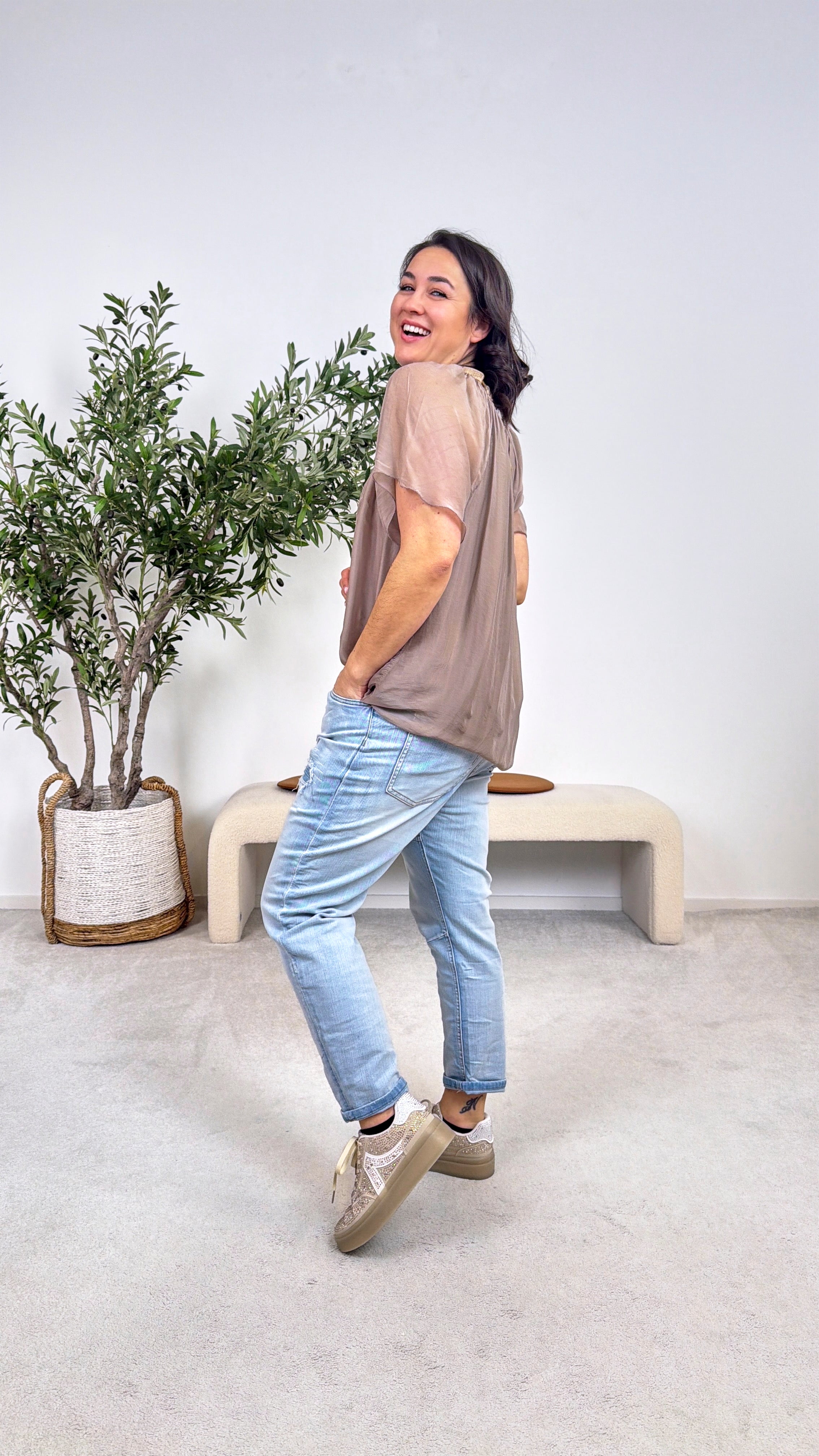 Seidenbluse Santorini *Taupe*