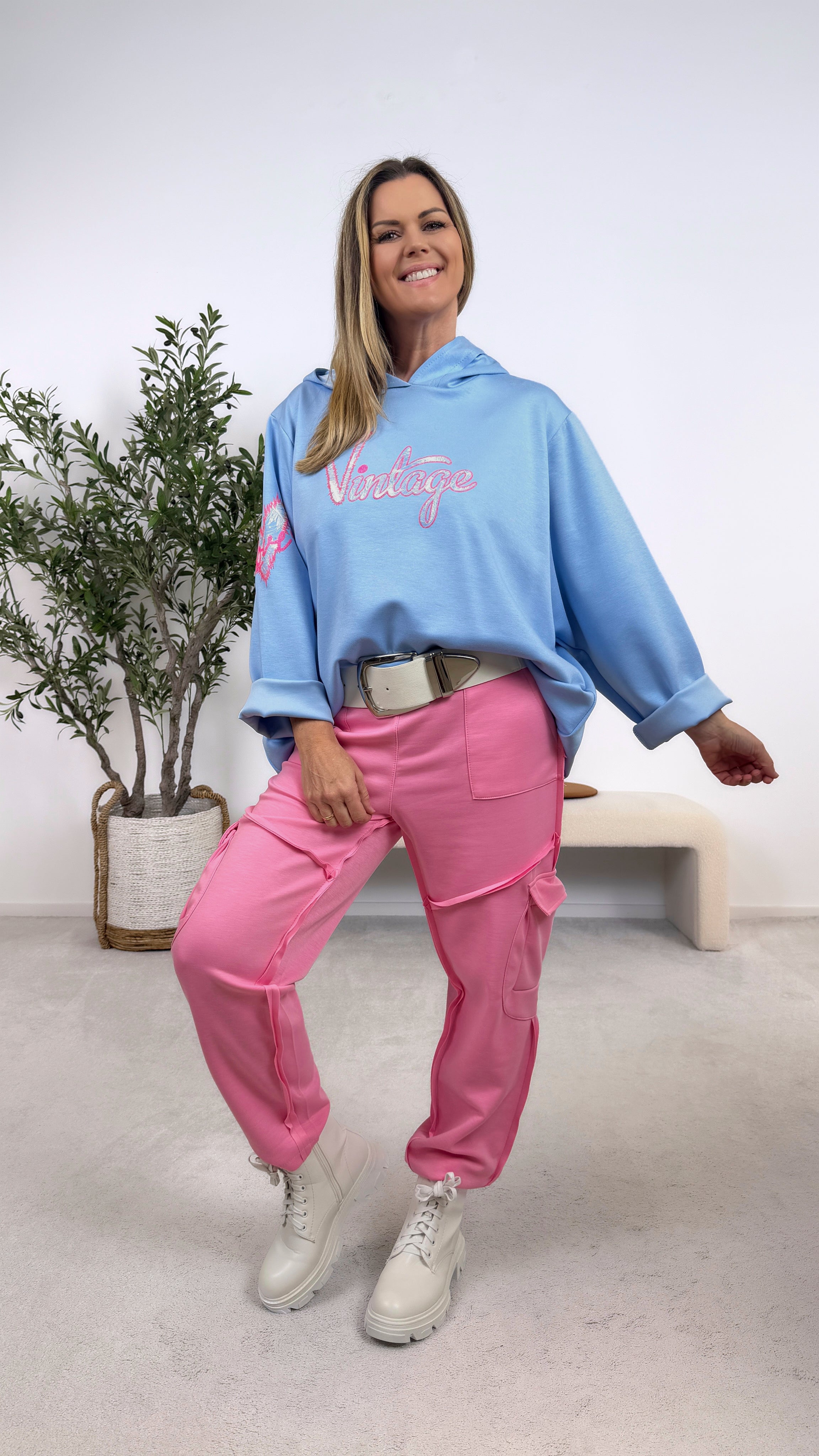 Hoodie I Love Vintage *Blau*