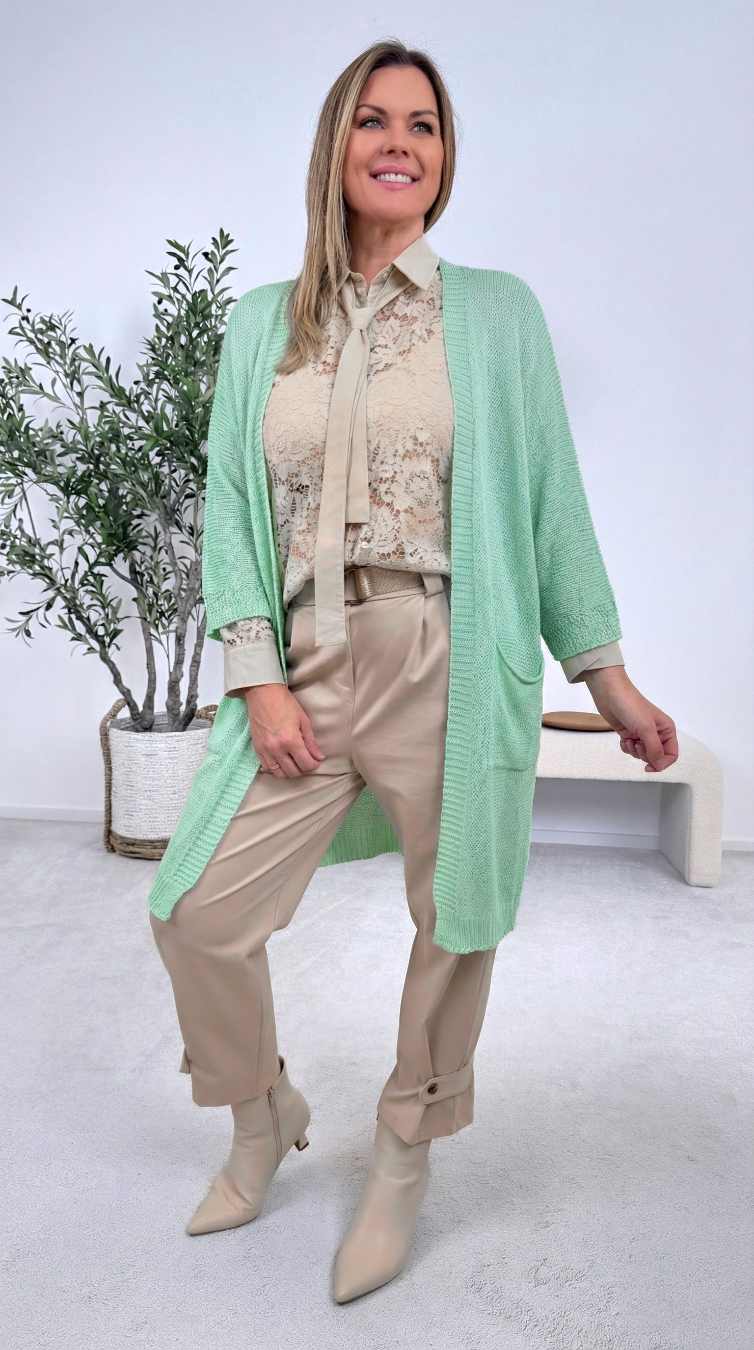 Netz-Strickjacke Turin *Mint*