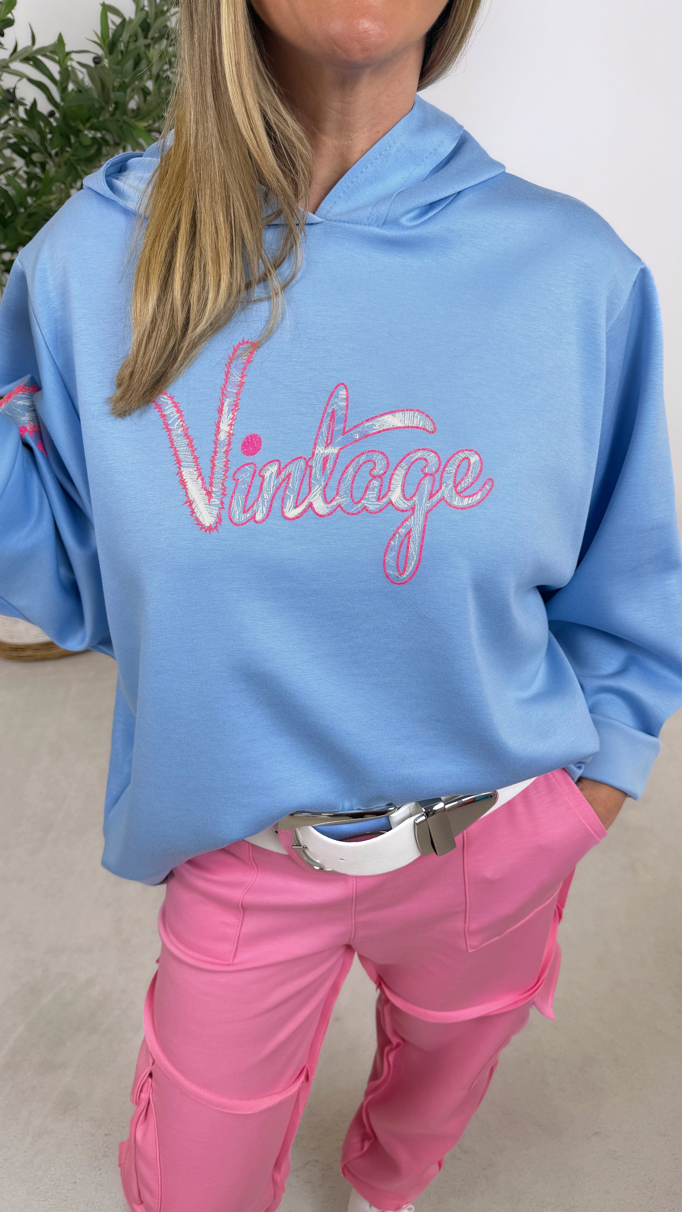 Hoodie I Love Vintage *Blau*