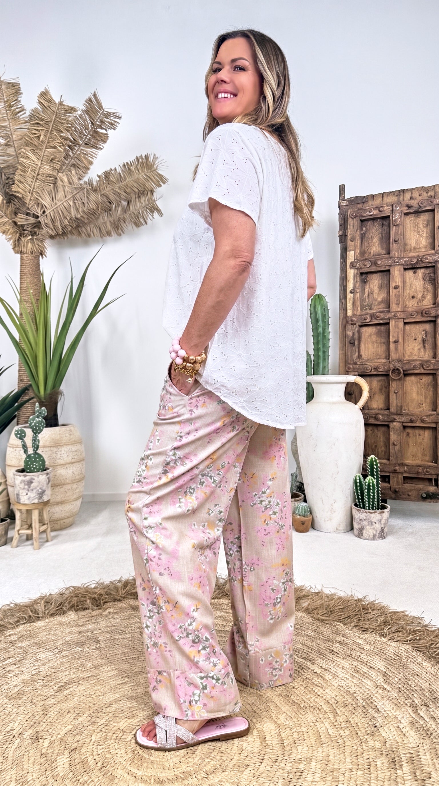 Weite Leinen-Hose Flower Magic *Kleine Blume*