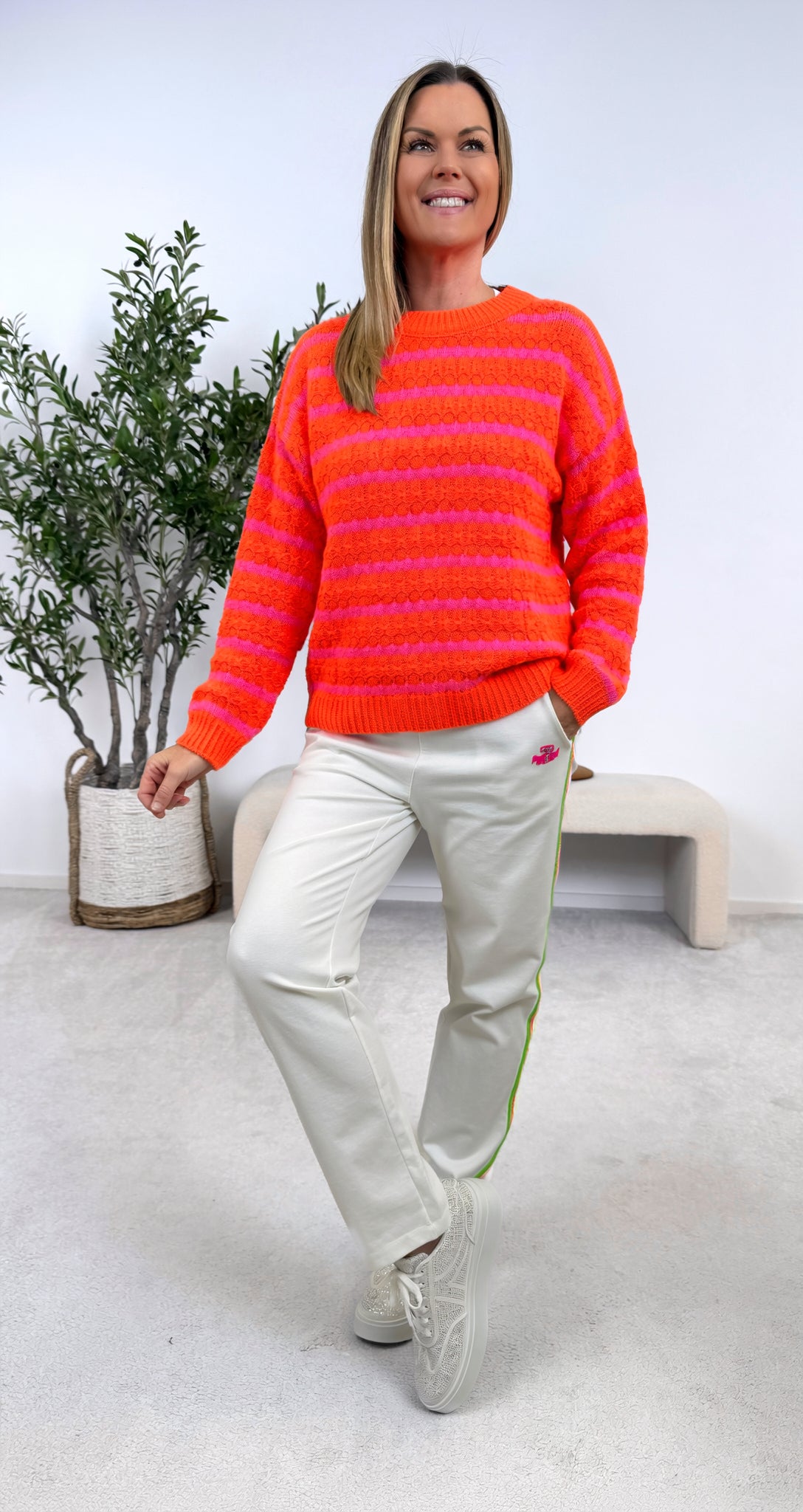 Strickshirt Sunset Pop *Neon-Orange*