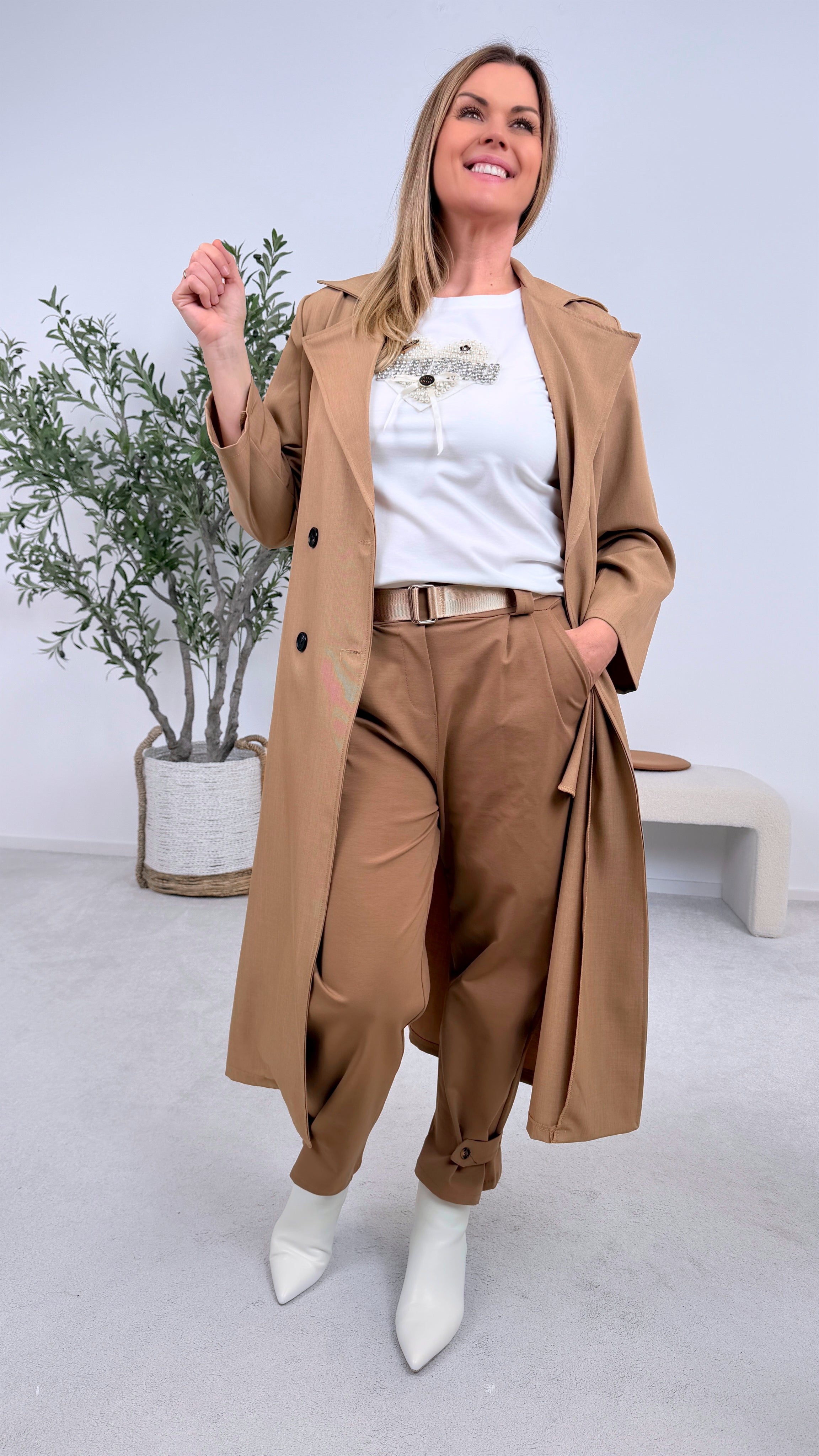 Dünner Trenchcoat Femme Authority *Camel*