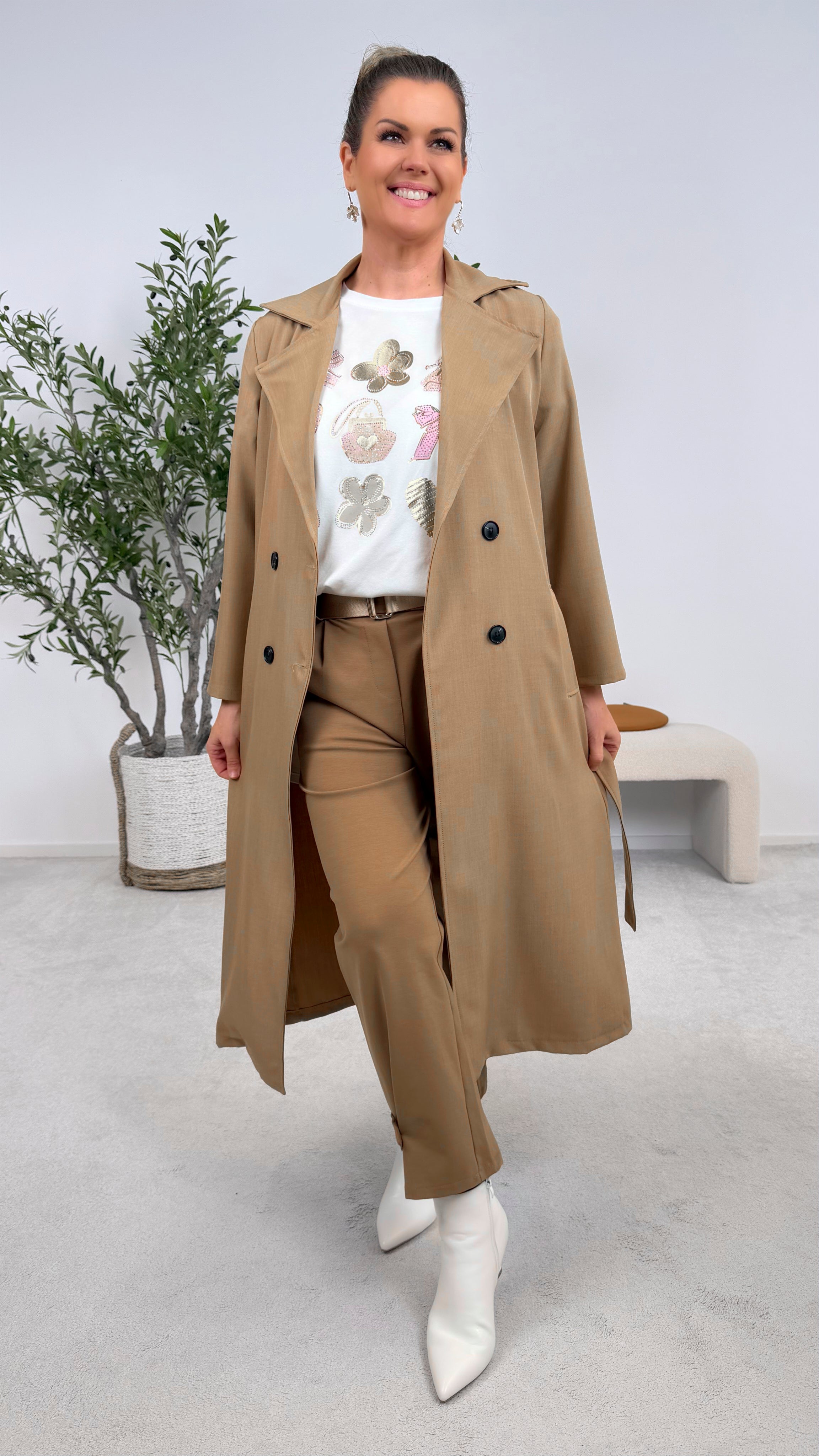 Dünner Trenchcoat Femme Authority *Camel*