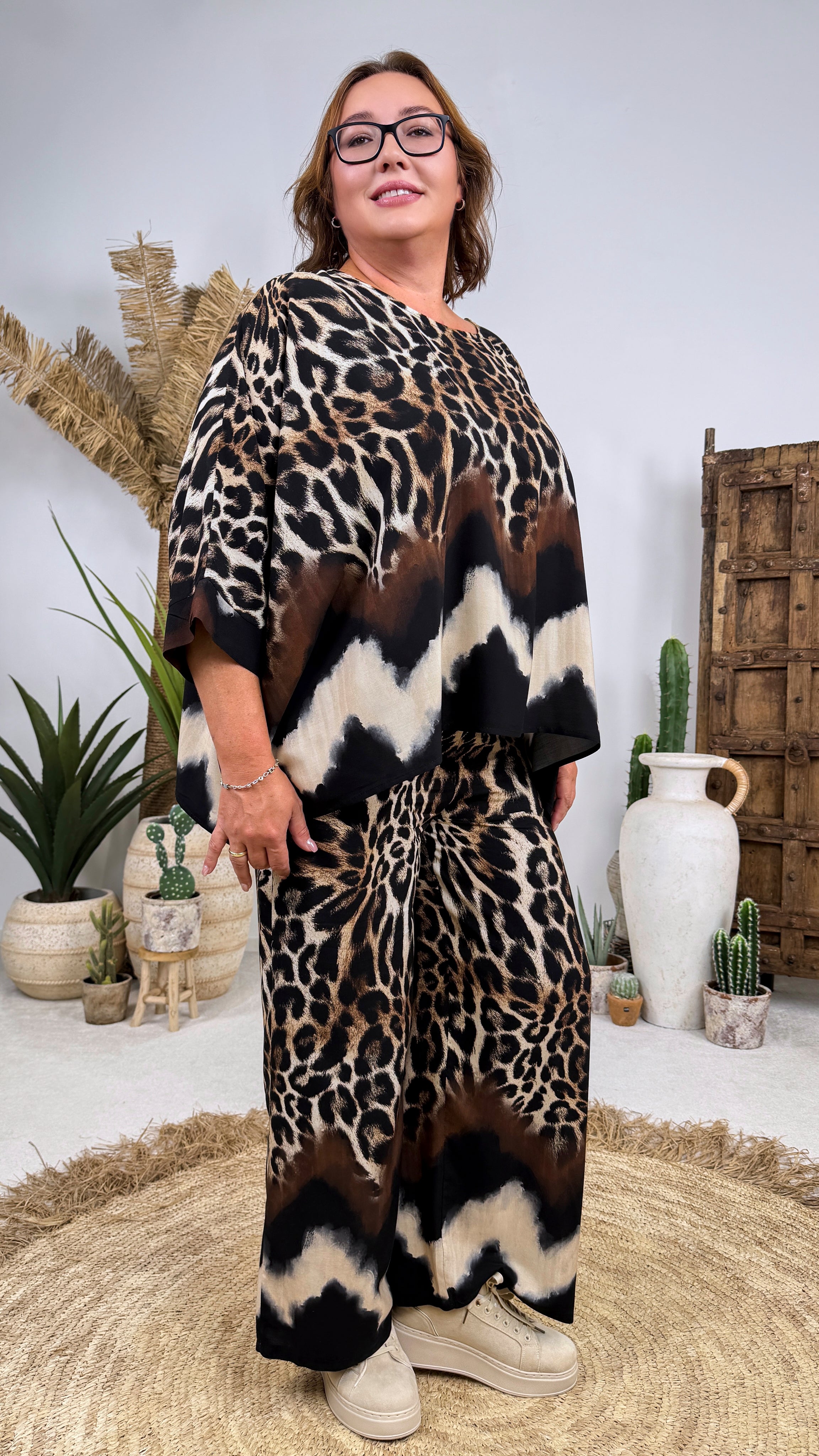 Weite Hose Auryn *Camel/Schwarz*