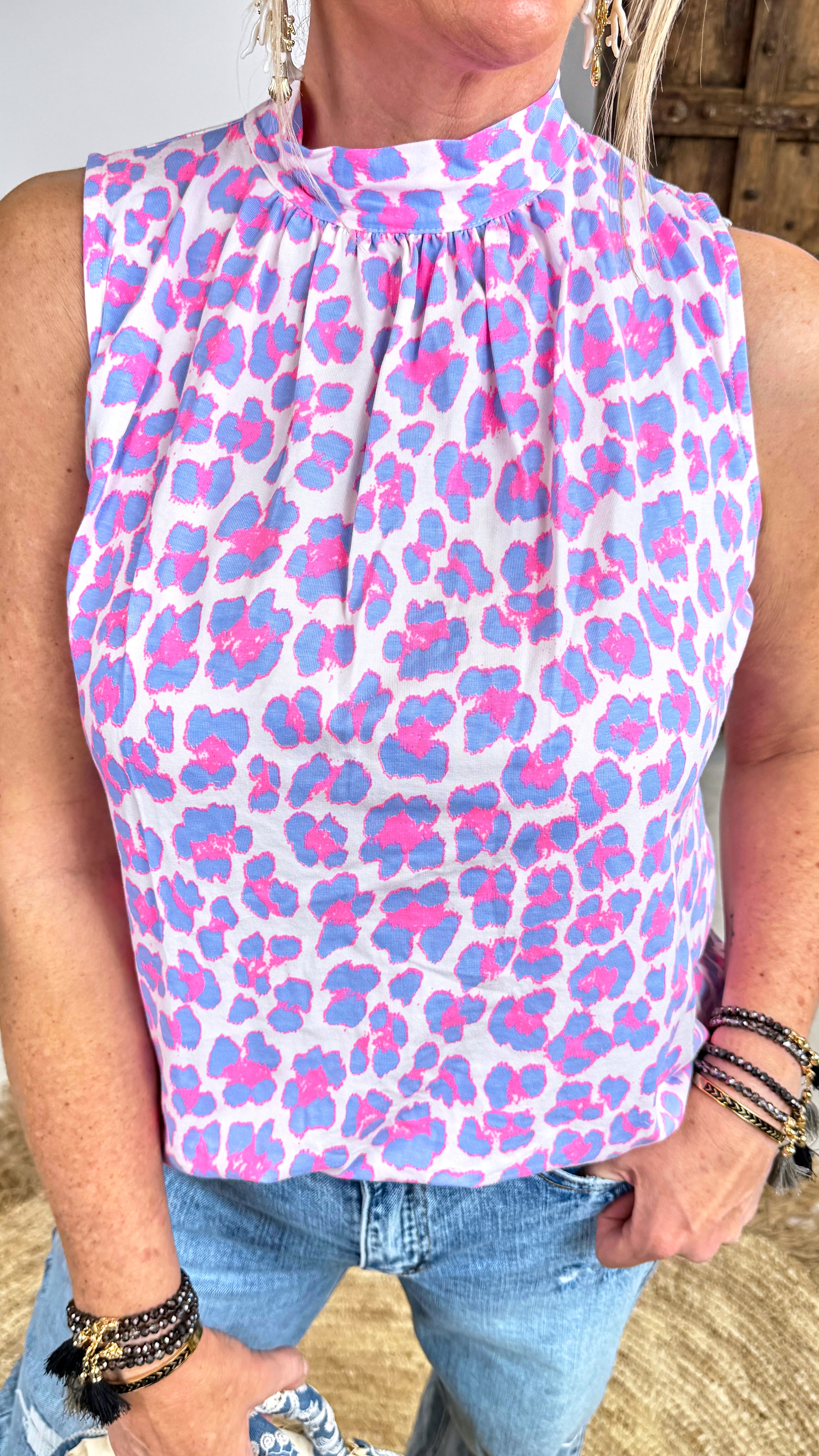Blusentop Leopard Temptation *Blau*