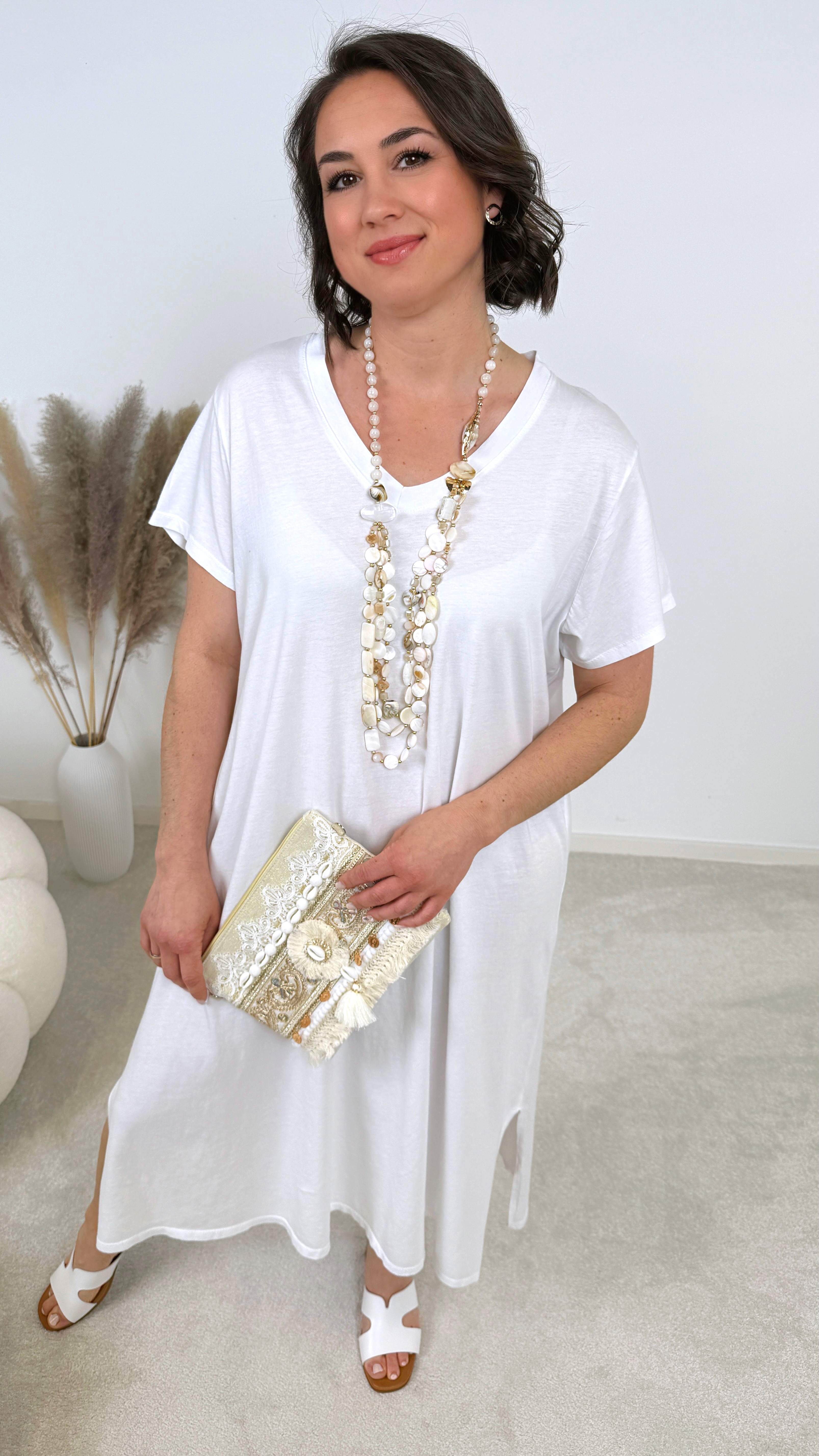Langes  Sweat-Kleid Matea *Weiß*