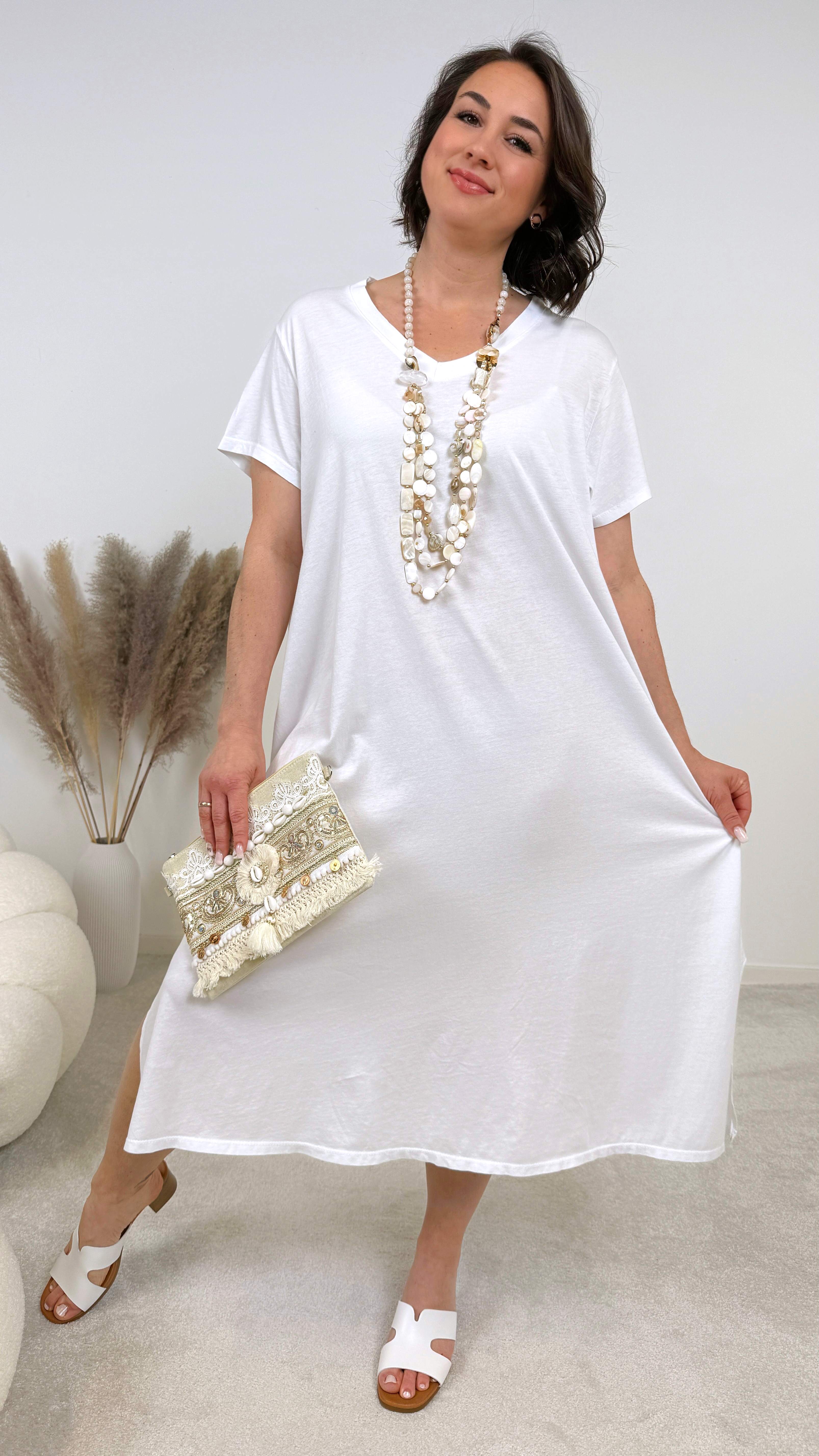 Langes  Sweat-Kleid Matea *Weiß*
