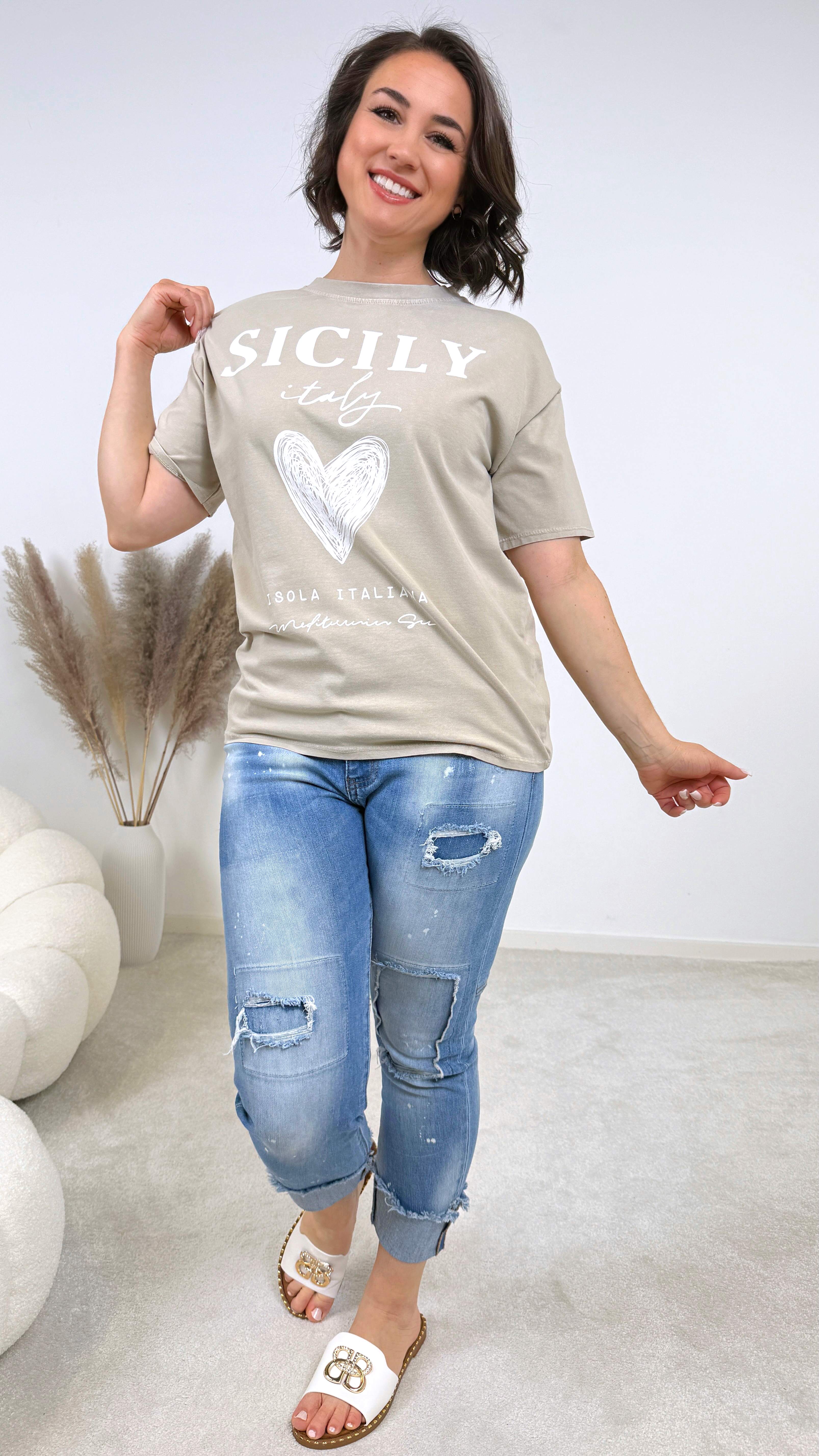 T-Shirt Sicily *Beige-Weiß*