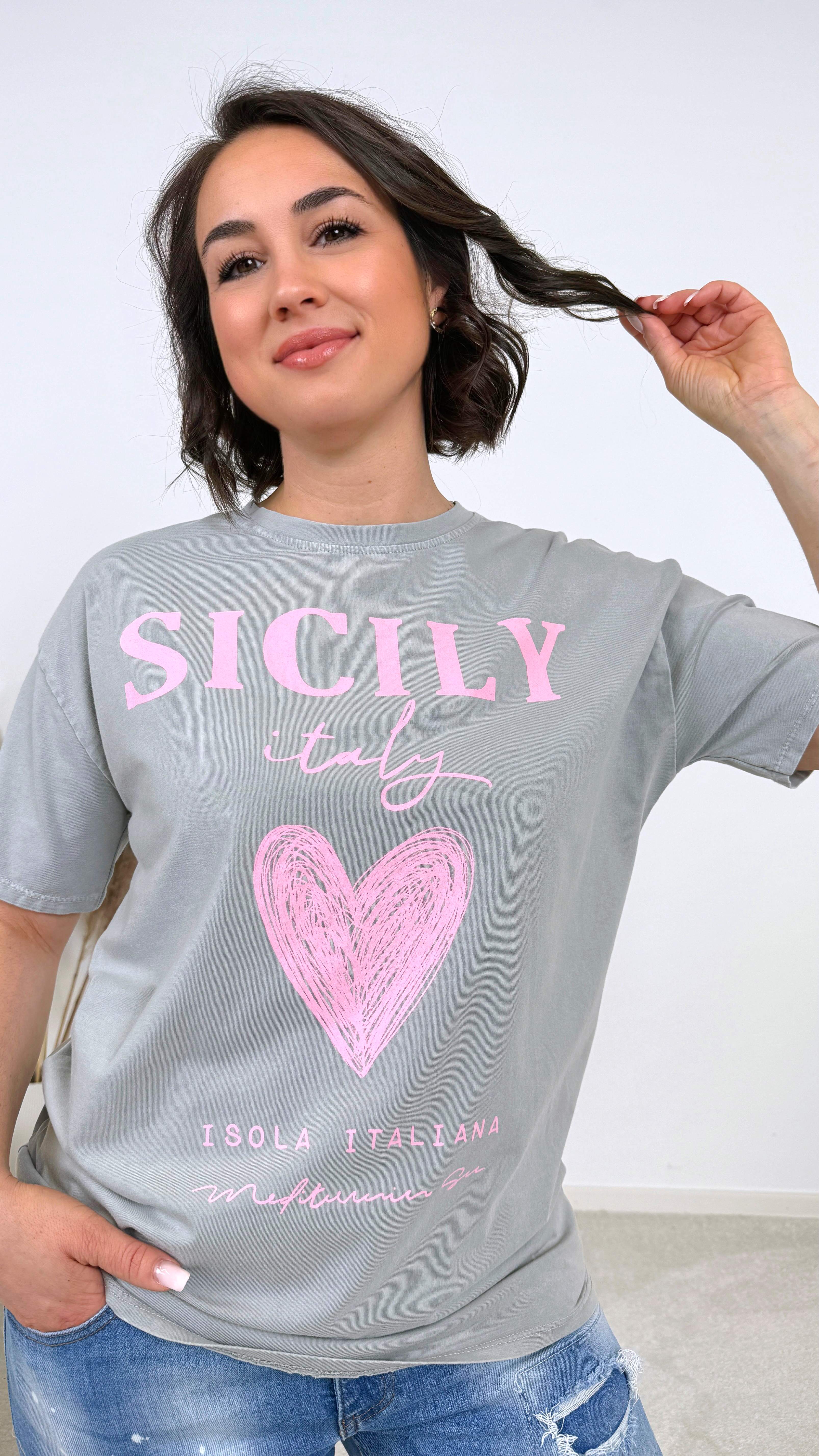 T-Shirt Sicily *Grau-Rosa*