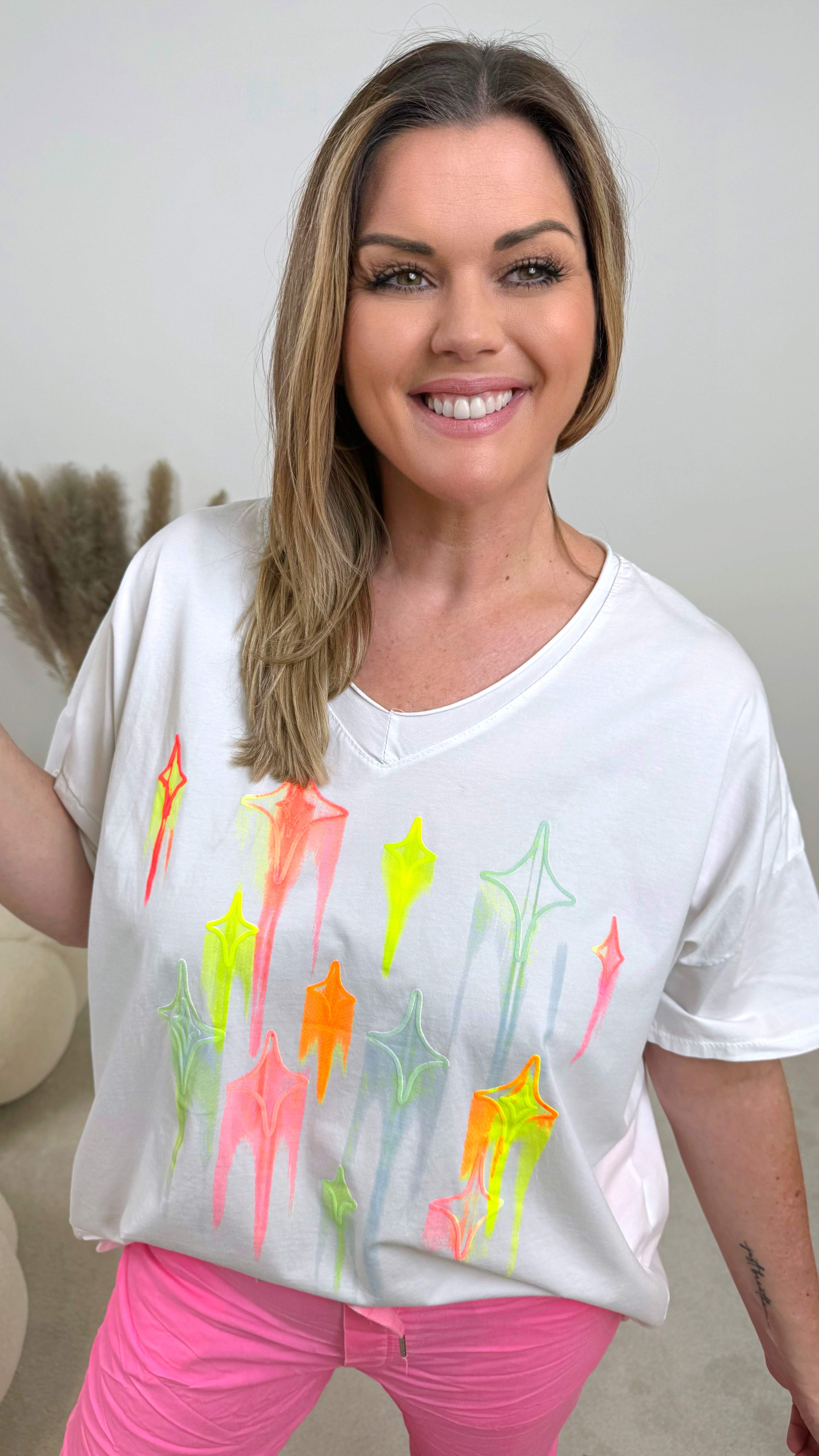 Oversized Shirt Neon Stars