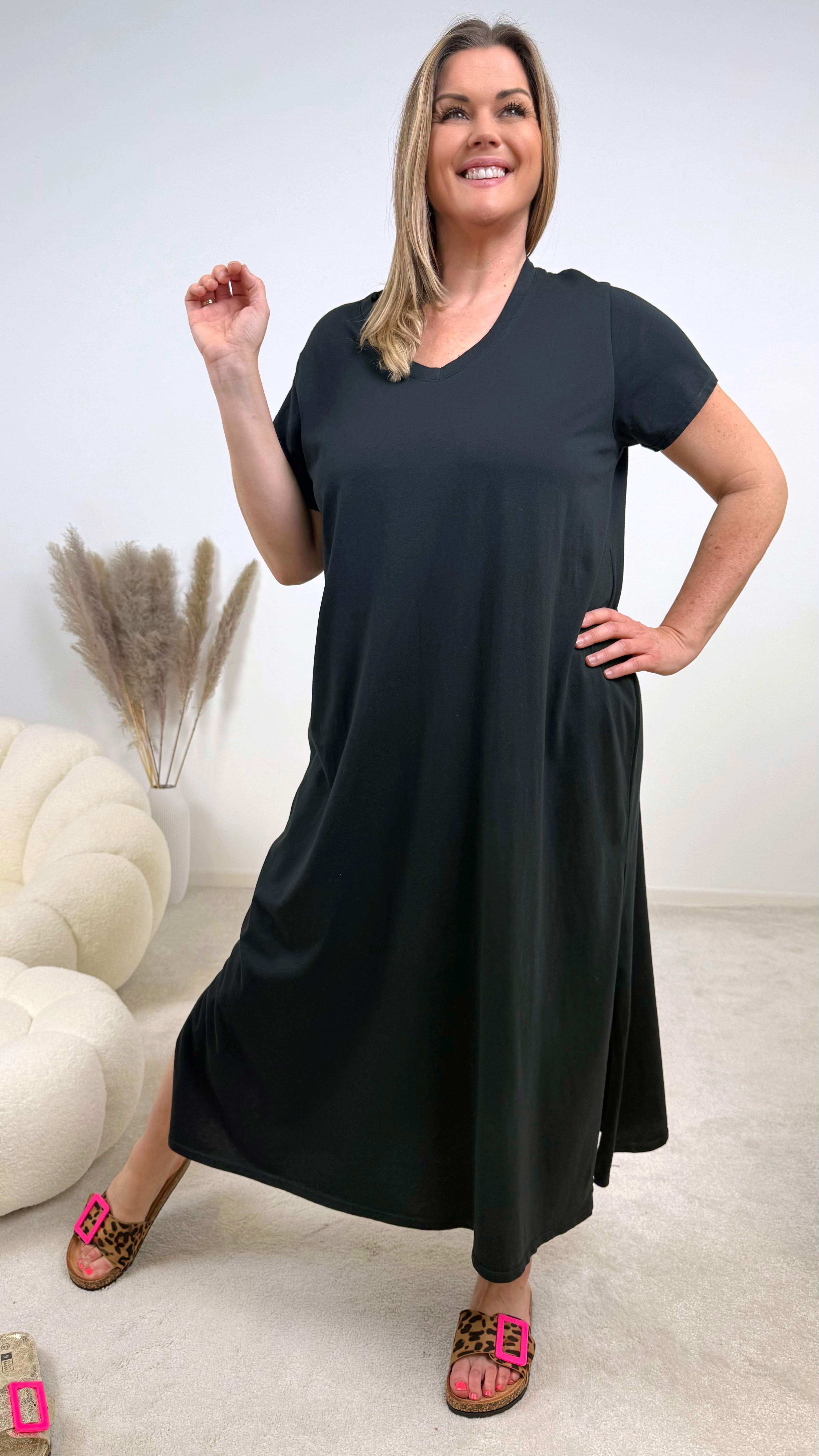 Langes Sweat-Kleid Matea *Schwarz*