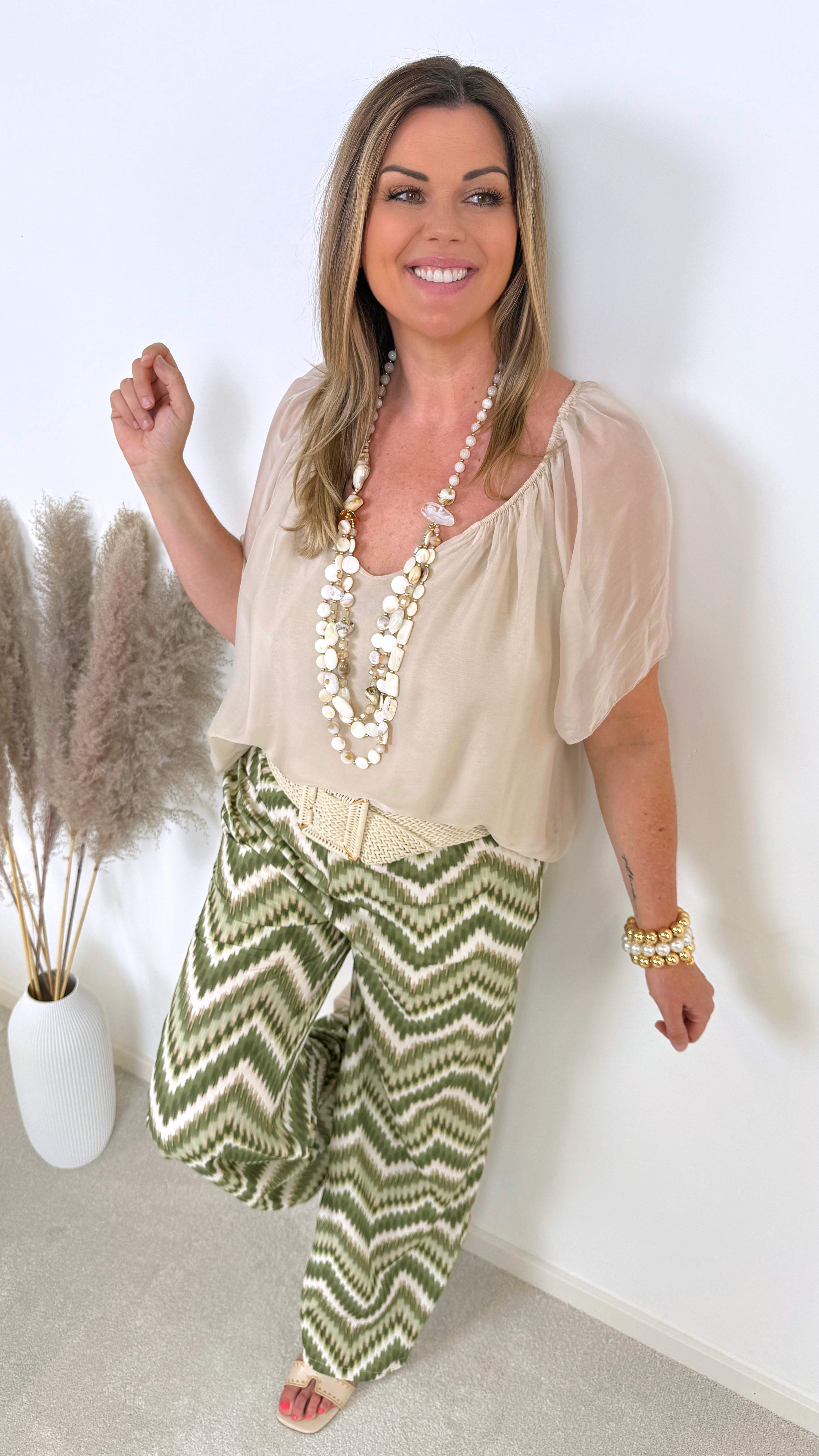 Seidenbluse Santorini *Beige* Big Size - Power of Princess