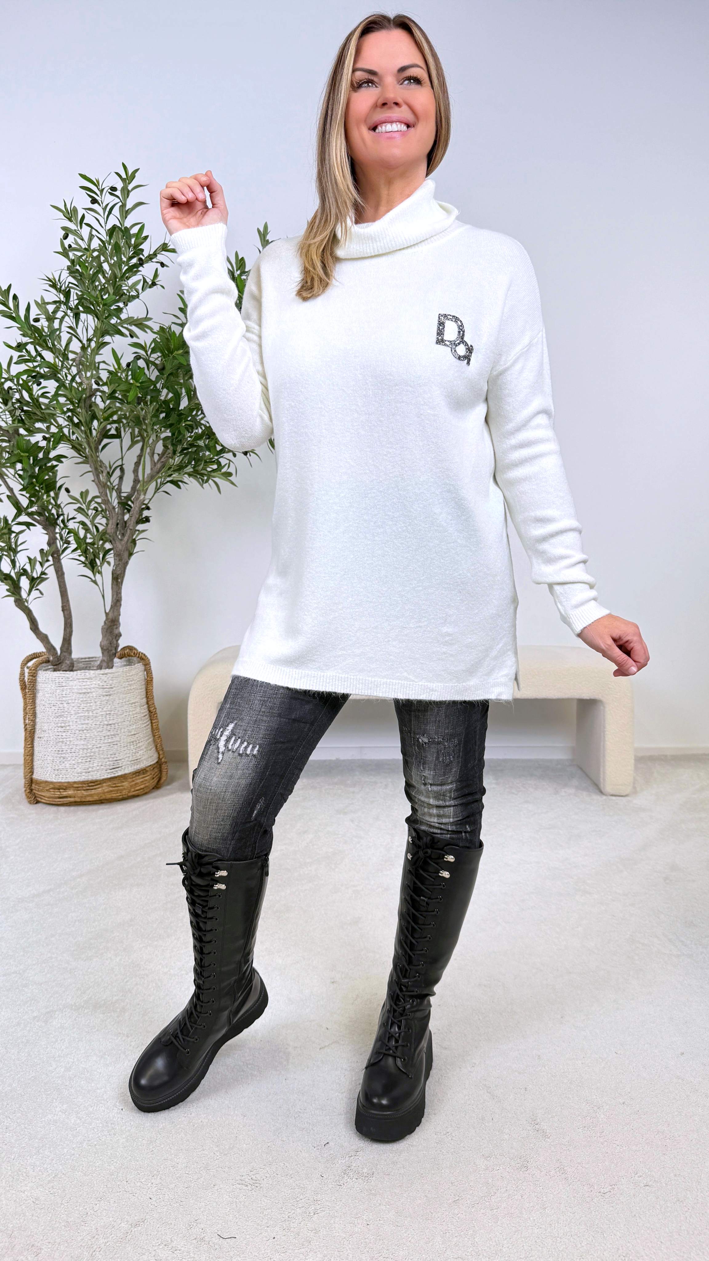 Long-Pullover Glow Vibe *Weiß*