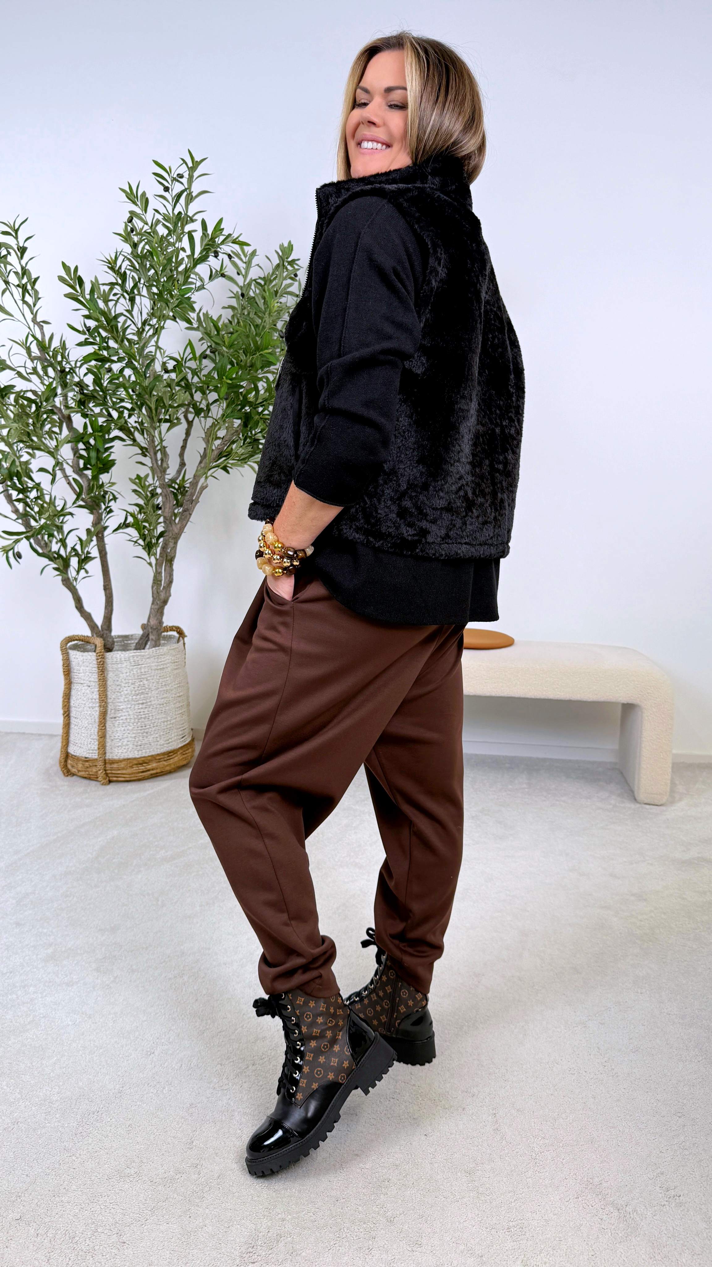 Kurze Fellweste Arden Cozy  *Schwarz*