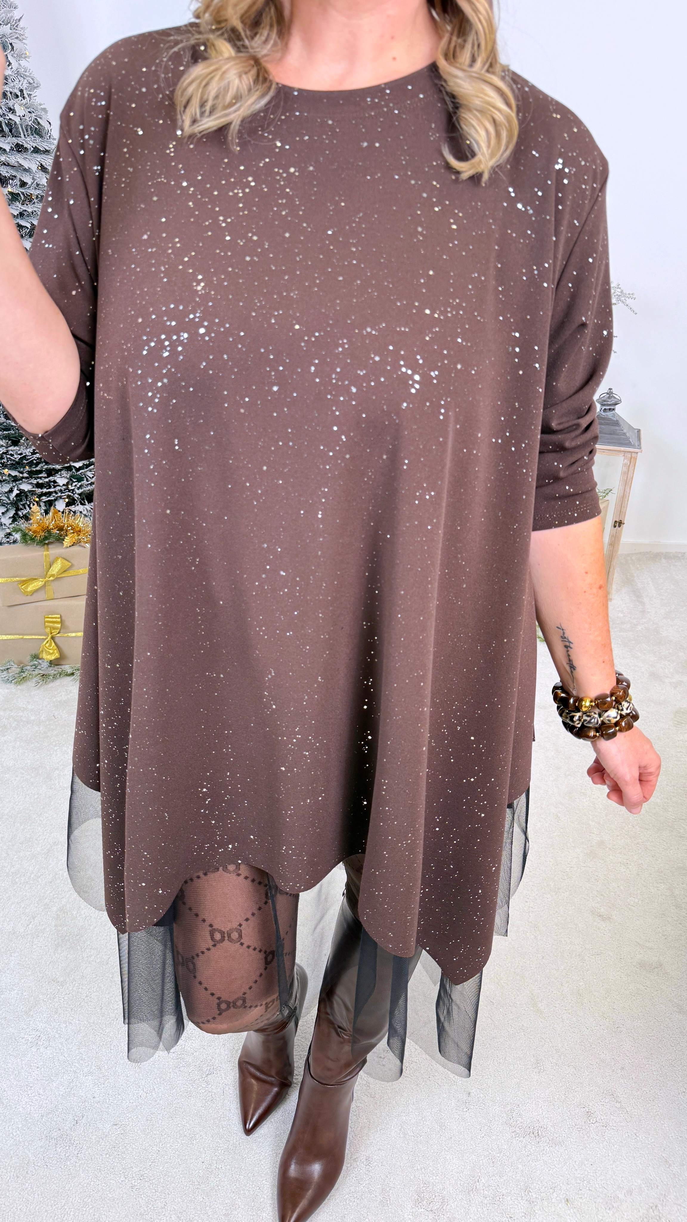 Kleid Sparkle Veil *Schoko*