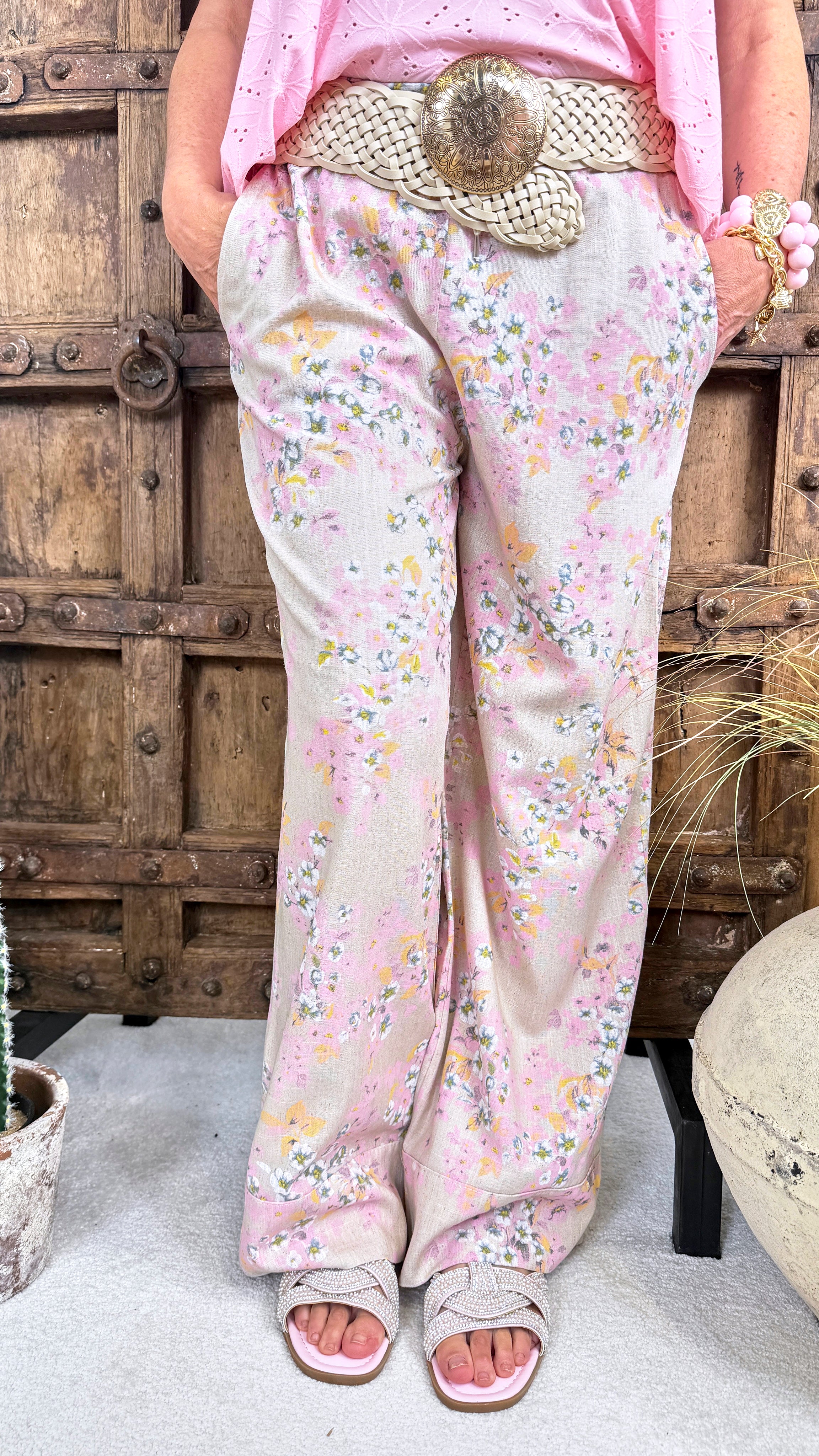 Weite Leinen-Hose Flower Magic *Kleine Blume*